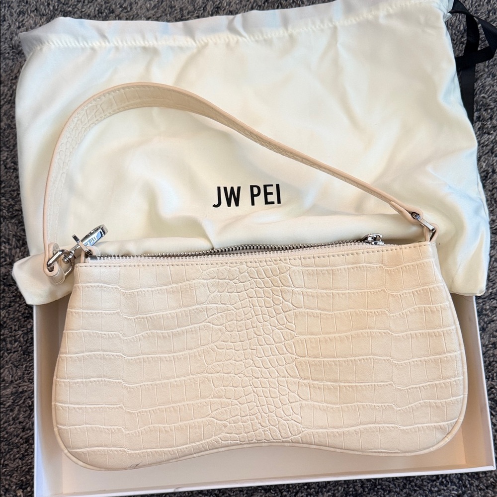 JW PEI Cream Croc-Embossed Mini Shoulder Bag - NWT
